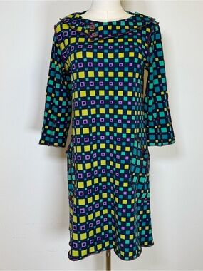 Bebop & Wally New York Unique Vibrant 3/4 Sleeve A-Line Dress Womens Size Small